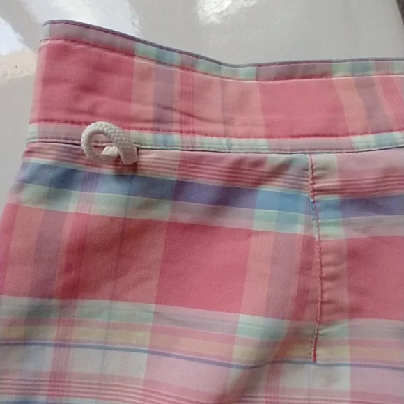 Lacoste Swim Trunks Mens Large Pink Plaid Bathing Crocodile Board Shorts Lined